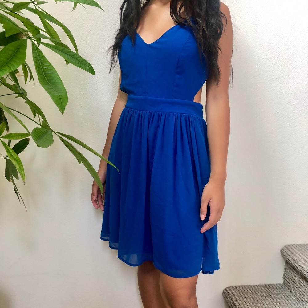 Blue Open Back Dress